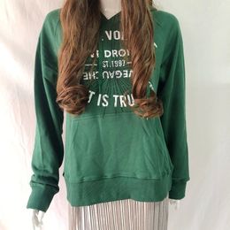 Chic Auturn Winter Women Hoodie Letter Hot Drill Women Green Hooded Sweatshirt T200904