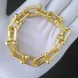S925 Sterling Silver For Women U-shaped Link Zircon Charm Bracelet Luxury Brand Jewellery Fine Gift