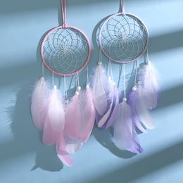 Mini Dreamcatcher With Colorful Feather Iron Ring Beads Handmade For Birthday Graduation Gift Wedding Party Room Sleep Dreams Wall Hanging Ornament Decor