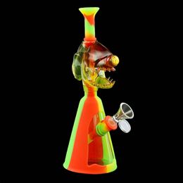 water smoking pipe glass bong straight oil rig bongs pipes silicone hose joint height 9.4"