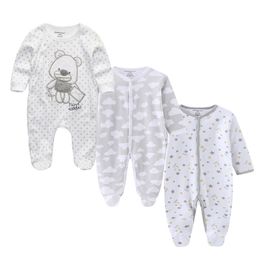 3 PCS/lot newbron winter Baby Rompers Long Sleeve set cotton baby junmpsuit girls ropa bebe baby boy girl clothes 210226
