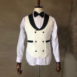 Men's Vests 2021 Ivory Men Suits Vest Black Shawl Lapel Male Wedding Waistcoat Homme Double Breasted Formal Slim Fit Business Prom Party