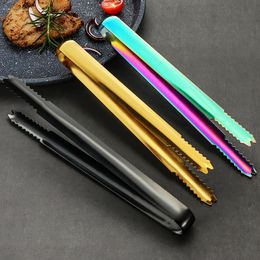 Stainless Steel Ice Clamp Tongs Colourful Stainless Steel Summer Party BBQ Food Cake Bread Ice Clip