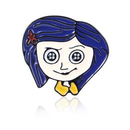 Pins, Brooches Coraline & The Secret Door Brooch Yellow Raincoat Little Girl Cartoon Enamel For Women Kids Collar Coat Halloween Jewellery