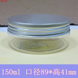 150g clear PET Can Aluminum Jar Candy Box Plastic Custom Packaging Metal 150ml Container with silver aluminum coverbest qty