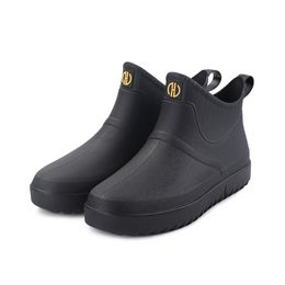 Men Rainboots Waterproof Rain Boots Ankle Water Shoes PVC Male Fashion Outdoor Flat Non-slip Comfortable