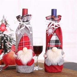 Christmas Gnome Wine Bottle Covers Bag Holiday Santa Claus Champagne Bottles Cover Red Merry Table Decorations For Home DD677