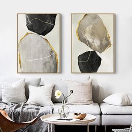 color block art Australia - Paintings Nordic Abstract Geometric Color Block Lines Canvas Painting Wall Art Picture For Living Room Morden Decoration No Frame