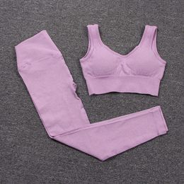 2 Pcs SeamlWomen Yoga Set Padded Bra + High Waist Leggings Female Workout Gym Running Sportwear Yoga Suit FitnSport Suit X0629