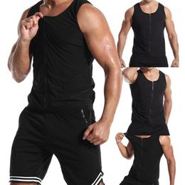 Men's Sweat Suit Sauna Zipper Corset, Sports Vest, Fitness Stuffing Sweat, Belly Shaping Waist Black Yoga Outfit