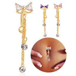 zircon Europen bowknot shape belly rings sexy piercing belly button rings body jewelry for women