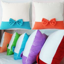 Bowknot Pillow Case Personalised Sublimation DIY Sofa Cushion Cover Hotel Bedroom Decoration 40*40cm