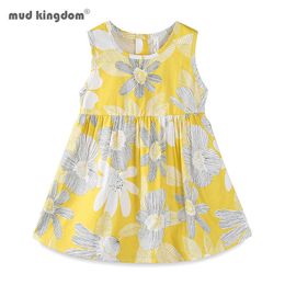Mudkingdom Girls Dresses Summer Sleeveless Colourful Pattern Casual Kids Clothes Country-Style Dress 210615