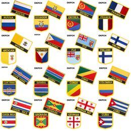 Russia Ecuador Eritrea France Vatican National Flag Embroidered Iron on Patches for Clothing Metal badges DIY Saw on Patches