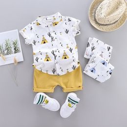 clothes summer leisure two-piece boy cotton comfortable printing shirt short sleeve shorts Baby suit 210309