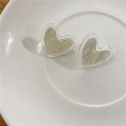 Korean Style Heart Shaped Stud Earrings Transparent and Milk White Acrylic Earrings Summer Party Girls Accessories