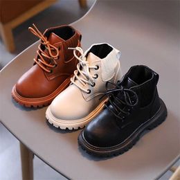 Autumn Classic Black Brown White Fall Winter Platform Boots for Children Cosy Toddler Boys Martin Kids Girl Shoes 211227