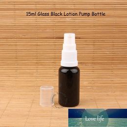 5pcs/Lot 15ml Black Glass Empty Essential Oil Bottle Small 1/2OZ Lotion Pump Perfume Pot Refillable 15cc Packaging Storage Bottles & Jars Factory price expert design