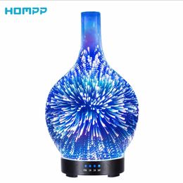 3D Fireworks Glass Aromatherapy Machines Air Humidifier Ultrasonic Essential Oil Aroma Diffuser Difusor 4 Timer A-Free100ml 210724