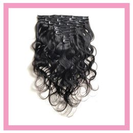 Brazilian Human Hair Body Wave Clips In Hair Extensions 8-24inch Double Wefts Natural Colour Clip On Hairs Products