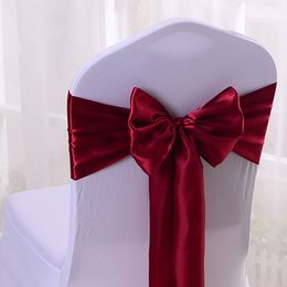 Silk Satin Ribbon Bow Chair Sashes For Banquet Chair Wedding Party Decoration Chair Band Romantic Formal Occasion Wedding Supplies