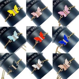 Peixin 13 Color Acrylic Pavé Crystal Butterfly Bracelet for Women Golden Party Jewelry Gift Sweet Colorful Insect