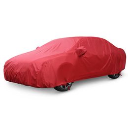 X Autohaux 490*180*160cm 3XL Red Black Breathable Outdoor Waterproof Dustproof Rain Snow Anti UV Heat Exterior Car Covers