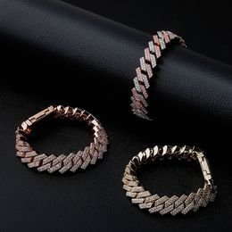 New Fashion 12mm/14mm Bracelet High Quality Iced Out Micro Pave Cubic Zirconia Cuban link Chain Bracelet Hip Hop Jewellery Gift for Party