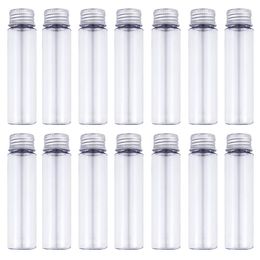 50ml Clear Flat Plastic Test Tubes with Aluminum Screw Caps Candy Cosmetic Travel Lotion Containers