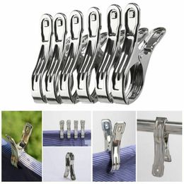 large beach towels NZ - Clothing & Wardrobe Storage 6pcs Stainless Steel Large Beach Towel Clips Clothespins Clothes Pegs Pins Hanger Clamp Household Clothespin