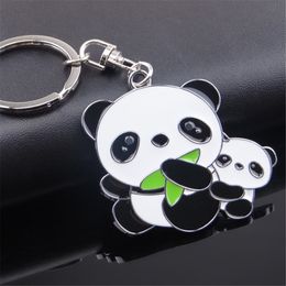 Cute Creative Cartoon Keychain Alloy Jewelry Animal Panda Key Chain Car Keyring Girls Bag Ornaments Accessories Gift