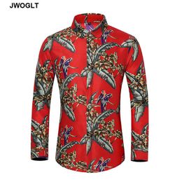 45KG-120KG Autumn Men Shirt Casual Button Down Long Sleeve Floral Printed Hawaii Shirts 5XL 6XL 7XL Drop 210528