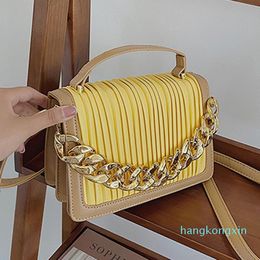 Evening Bags 2022 Fashion Women Chain Shoulder Designer Luxury Pu Leatehr Flap Crossbody Bag Famale Yellow Handbag Party