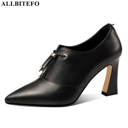 ALLBITEFO sexy high heels genuine leather party women shoes thick heels office ladies shoes women high heel shoes women heels 210611