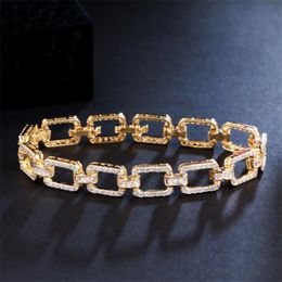 Choucong Brand Luxury Jewelry Wedding Bracelet 18K White Gold Fill Pave Sapphire CZ Diamond Zircon Simple Fashion Party Women Chain Bang 1308