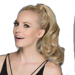 High quality remy hair blonde european ponytail , body wave virgin Human wraps around clip in white honey blonde ponytails hairpiece