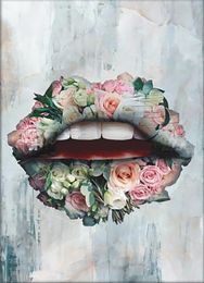 BOUQUET LIPS Large Oil Painting On Canvas Home Decor Handpainted &HD Print Wall Art Pictures Customization is acceptable 21081125