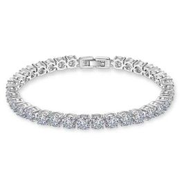 925 Sterling Silver Luxury 5mm Cubic Zirconia Tennis Crystal Bracelet for Women Girl Party Jewelry