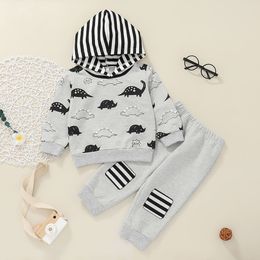 Baby Clothing Set Dinosaur Hoodies+Long Pants Fall 2021 Children Boutique Clothes 0-2T Infant Toddler Cotton Long Sleeves Tops 2 PC Suit