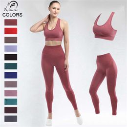 12 Colours SeamlYoga Set Super Elastic FitnSport Bra Training Leggings Workout Sportswear Women Tracksuit Push Up Bra X0629