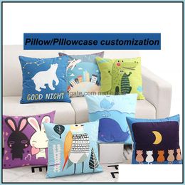 Case Bedding Supplies Textiles Home & Garden Short Plush Cotton Pillowcase Cartoon Logo Lovely Cute Living Room Sofa Pillow Ers Cushion Er C