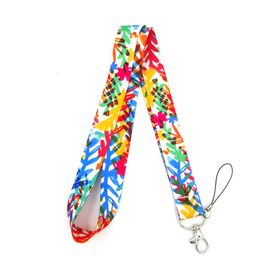 10pcs Colourful leaves Neck Lanyards ID badge card holder keychain Mobile Phone Strap Gift Ribbon webbing necklace