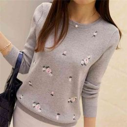 Lcybhe Autumn Sweater Women Embroidery Knitted Winter And Pullover Female Tricot Jersey Jumper Pull Femme 210922