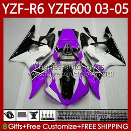 Motorcycle Bodywork For YAMAHA YZF600 YZF R 6 600 CC YZF-R6 2003 2004 2005 Cowling 95No.157 YZF R6 600CC YZF-600 03-05 Body YZFR6 03 04 05 OEM Fairing Kit Purple Black