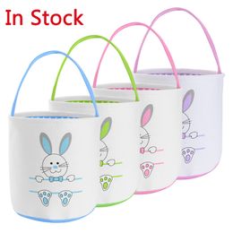 Creative Easter Basket Bag Party Rabbit Ear Tote Bag Bunny Paw Candy Gift Bucket with Handle Outdoor Portable Picnic Buckets