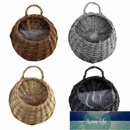 Garden Wall-mounted Flower Basket Large Size Handmade Rattan Flowerpot Rustic Birds Nest Basket Pot Wicker Hang Basket