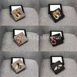 luxurys designers men animal short Wallet Leather black snake Tiger bee Wallets Women short Style Purse Wallet card Holders with gift box