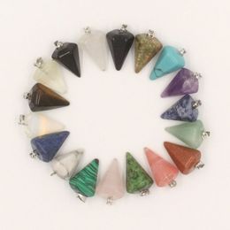 Mixed Natural Crystal Stone Pendant Necklaces Jewelry With Silver Plated Chain For Women Men Lover Fashion Accessories