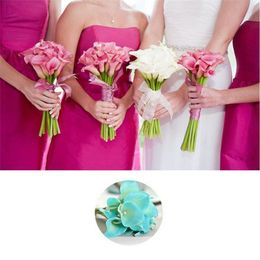 2021 Calla Lily Bride Bouquet 34CM Long Single Artificial Flower Silk Flower 13 Color Option for Wedding Anniversary Home Decoration
