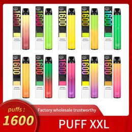 EUA Armazém Puff XXL 1600 Puffs Pods Descartáveis ​​Vape Pen E Cigarros Vapese Canetas Vapores Vaporizador 1000mAh Bateria 6.5ml Device Starter Kit Barra Puff Plus Top Quality